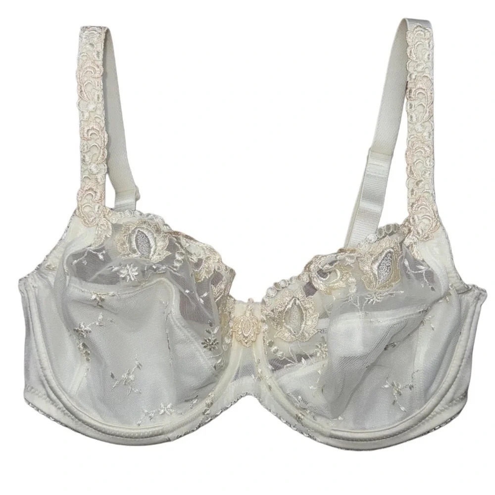 {Conturelle} "Provence Full Cup Underwire Bra" Unlined Sheer Swiss Floral Lace